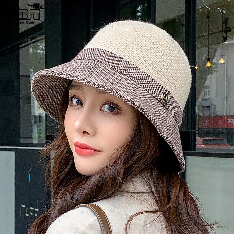 

Fisherman Hat Women Autumn and Winter Basin Hat Fashion All-match Ladies Warm Windproof Cap, Khaki