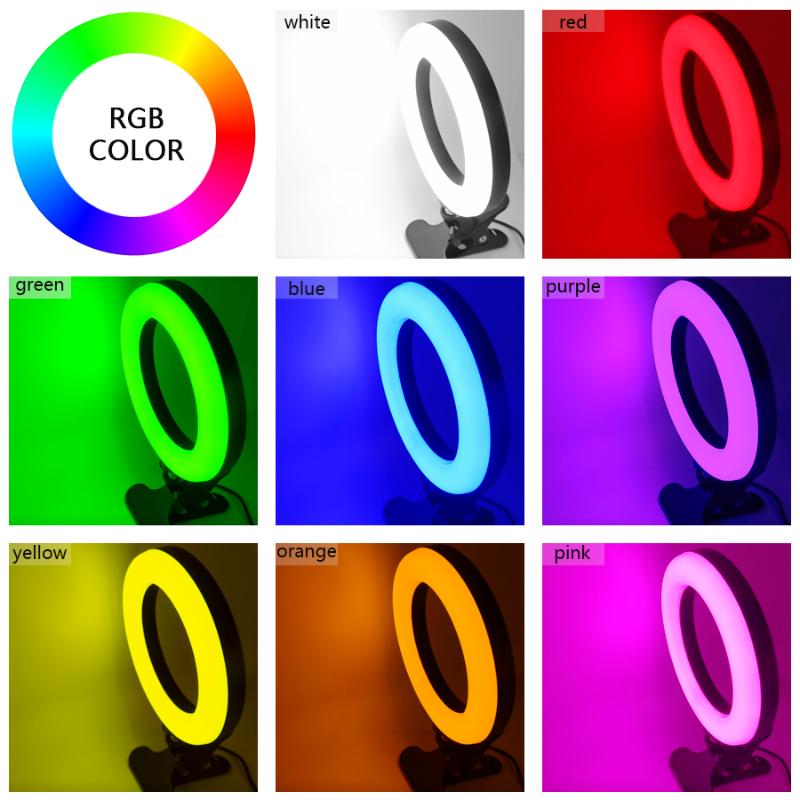 

MEZHER 6 inch RGB Dimmable LED ring light Fill Light With table clip For Photography Ring Lamp for makeup live broadcast