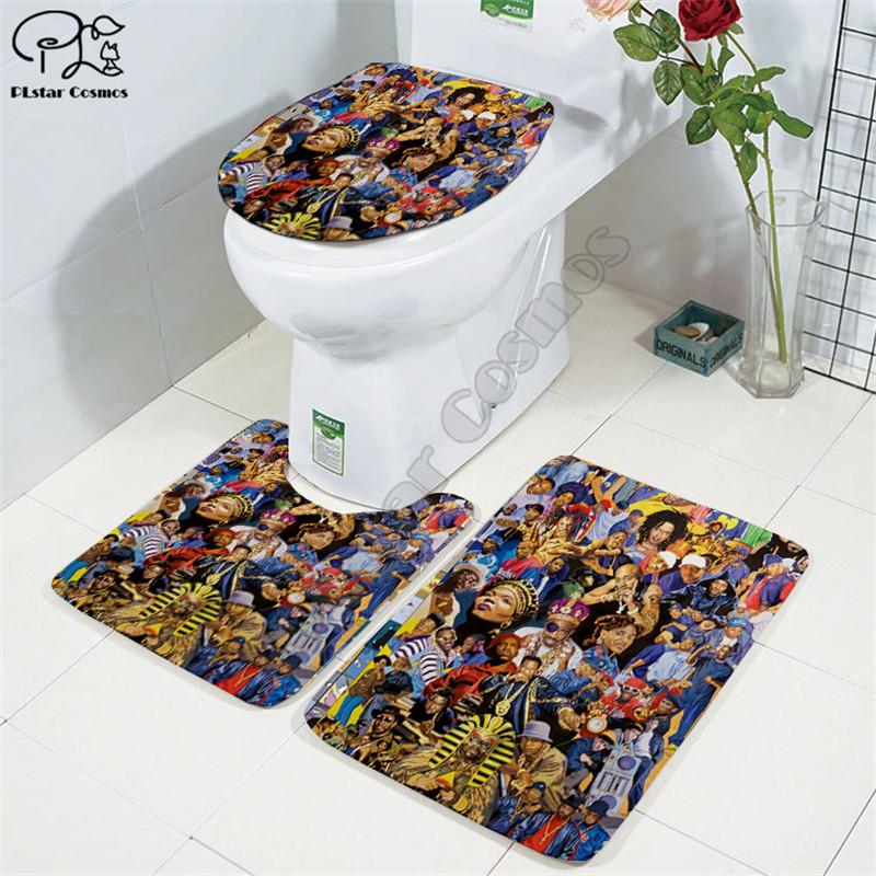 

Rapper singer 2pac Tupac 3D printed Bathroom Pedestal Rug Lid Toilet Cover Bath Mat Set drop shipping style-1