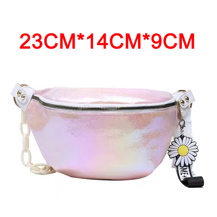 

Women's chest bag, fashionable waist bag Laser colorful, sports cycling bag Mini shoulder messenger bag, shopping coin purse, Pink