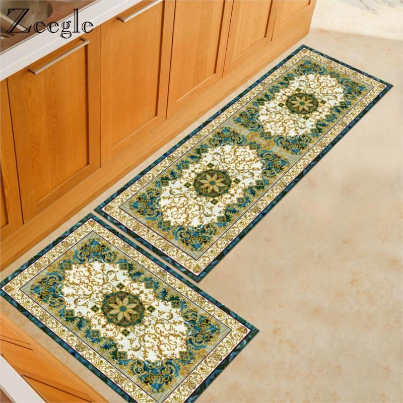 

Zeegle Home Floor Carpets Jacquard Kitchen Rugs For Living Room Bedroom Area Rug Doormats Non-slip Bathroom Carpets Bedside Mats, Floral 09