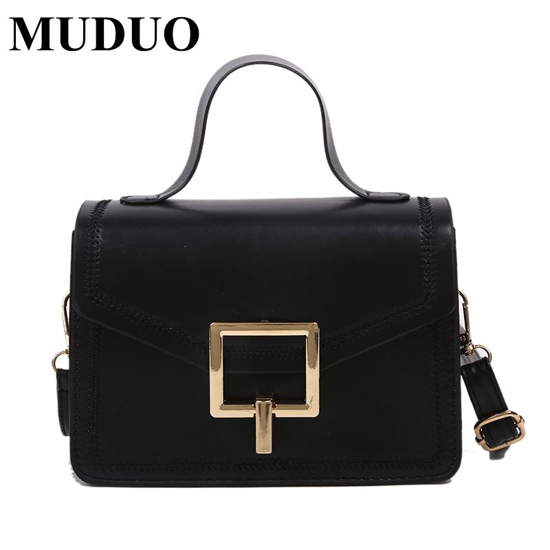 

Retro Fashion Female Tote bag New High Quality PU Leather Women's Designer Handbag Lock Travel Shoulder Messenger Bag, Black