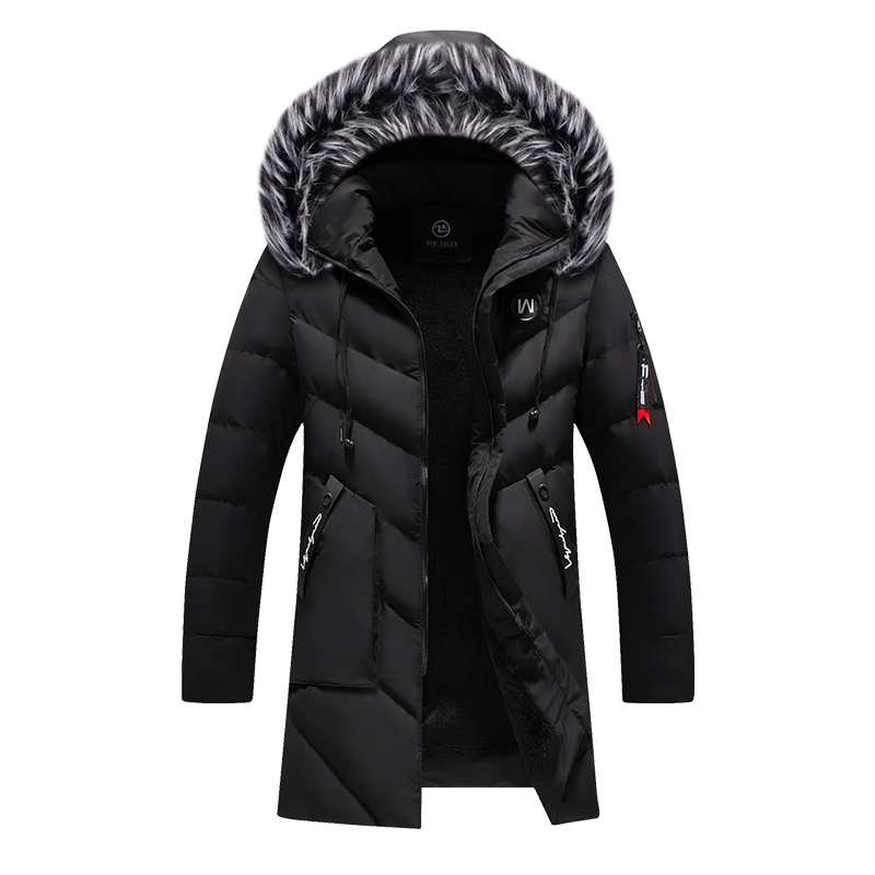 

Men Winter Jackets Fur Warm Thick Cotton Multi-pocket Hooded Parkas Mens Casual Fashion Fleece Warm Coats Windbreaker Overcoat, Wine red