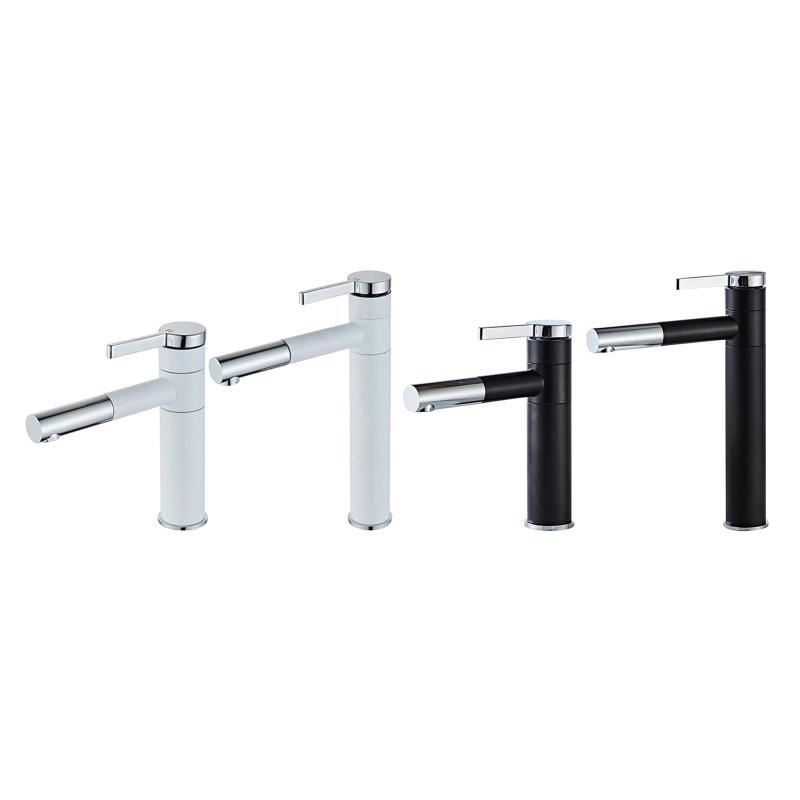 

Bathroom Basin Sink Mixer Tap with Pull Out Spray Single Lever Faucet with Overhead-Shower for Hair Washing Brass