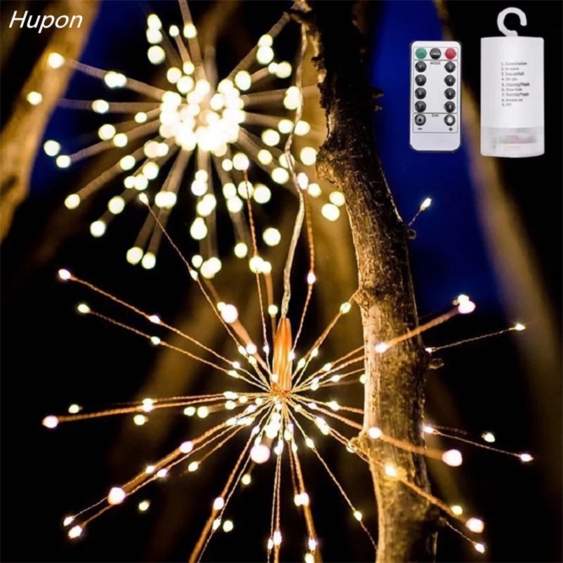 

Christmas LED Hanging Starburst String Lights 100-200 Leds Firework Fairy Garland Christmas lights outdoor For Party Home Decor 201128