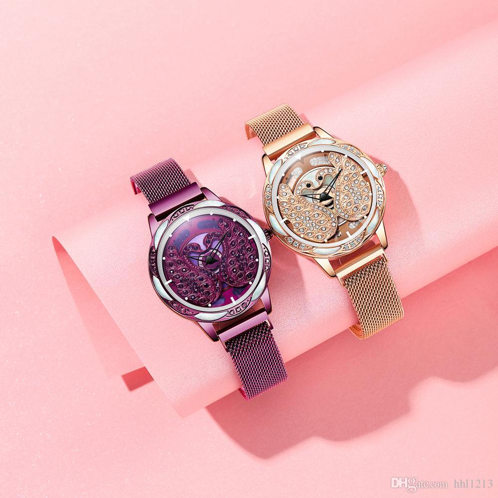 

Luxury Watch Ladies Fashion Waterproof 360 ° Rotating Quartz Watch Ladies Multifunctional Rhinestone Dress Wild Temperament Watch Hands