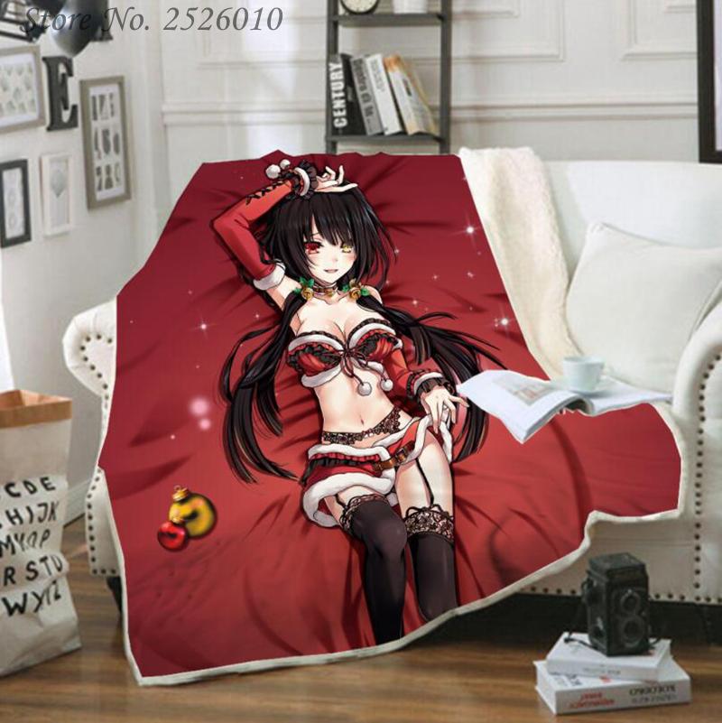 

Throw blanket Anime DATE A LIVE 3D Velvet Plush Blanket Bedspread For Kids Girls Sherpa Couch Quilt Cover Travel 07