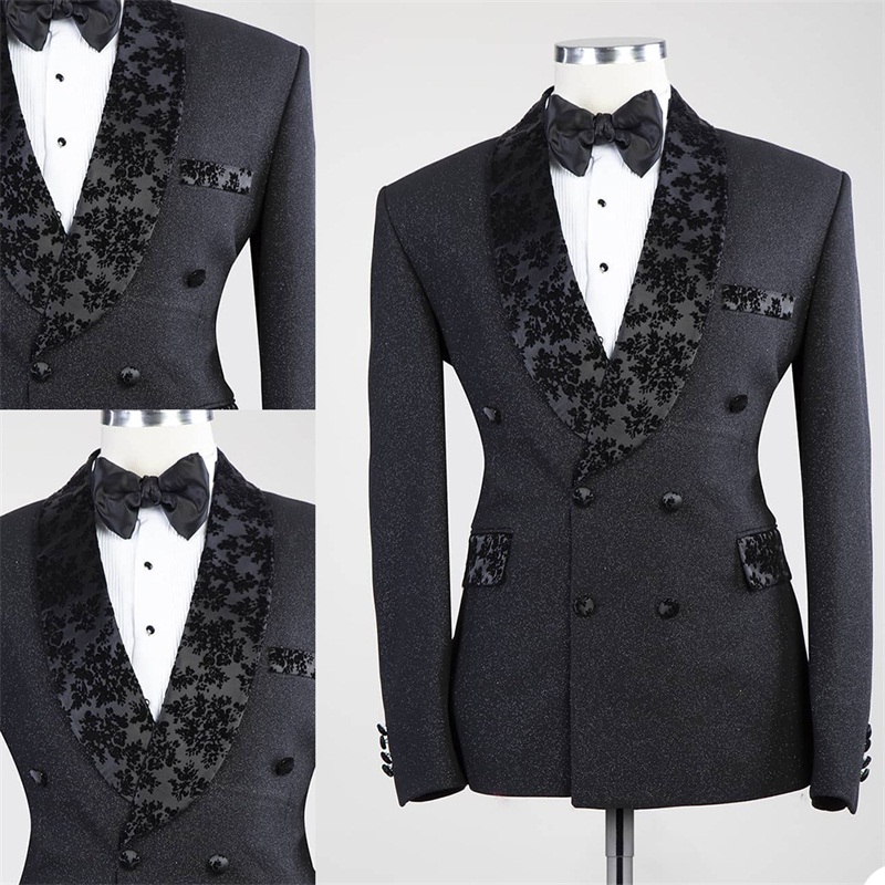 

One Pieces Printed Men Suits Cotton Groom Tuxedos Lapel Modern Formal Double Breasted Men Coat Custom Made Party Jacket, White