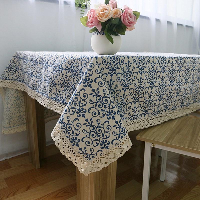 

Classic Chinese Cotton Linen Tablecloth Retro Blue And White Porcelain Kitchen Table Cover Cloth toalha de mesa Manteles, Champagne