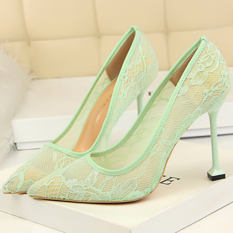 

2020 New Autumn sexy female designer green luxury bombs comfortable rentals flower 9.5 High-heeled shoes wedding dress JCP9, Black