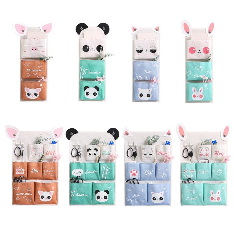 

3/7 Pockets Wall Hanging Storage Bag Waterproof Cartoon Bedroom Sundries Pouch W8EA