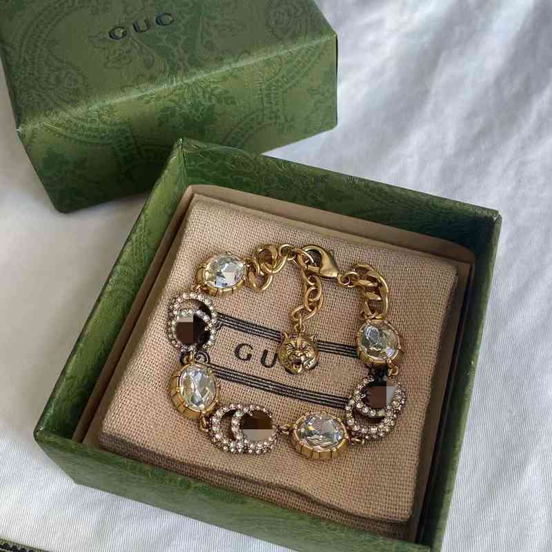 

G 2022 ucci high-end jewelry New Used Double g Full Diamond Crystal Bracelet Female Brass Tiger Head High Quality Jewelry men and women