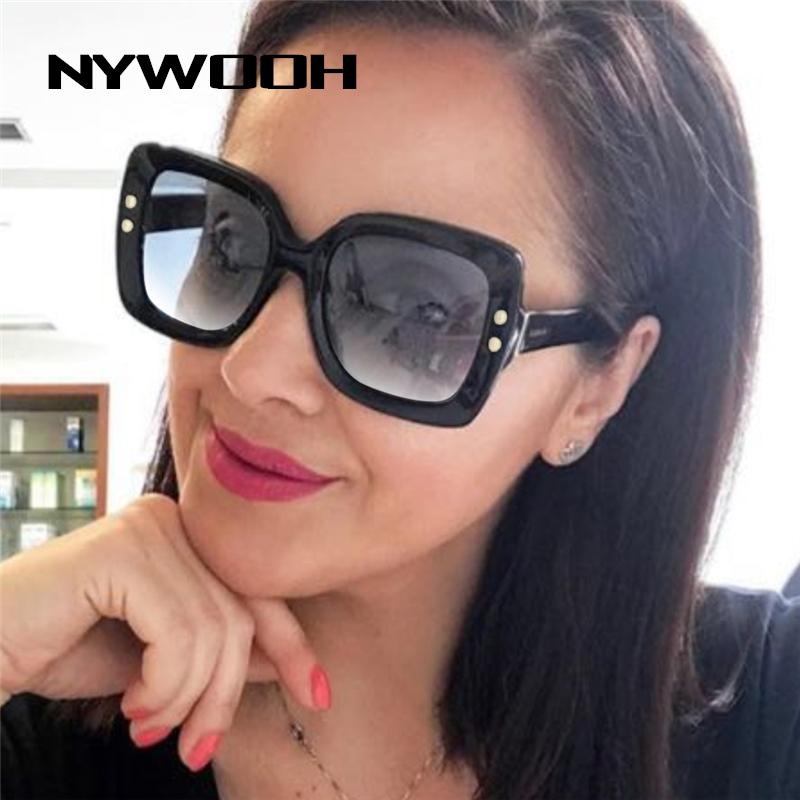 

NYWOOH Oversized Square Sunglasses Women Luxury Brown Gradient Sun Glasses Big Frame Vintage Eyewear UV400 Sunglass for Ladies
