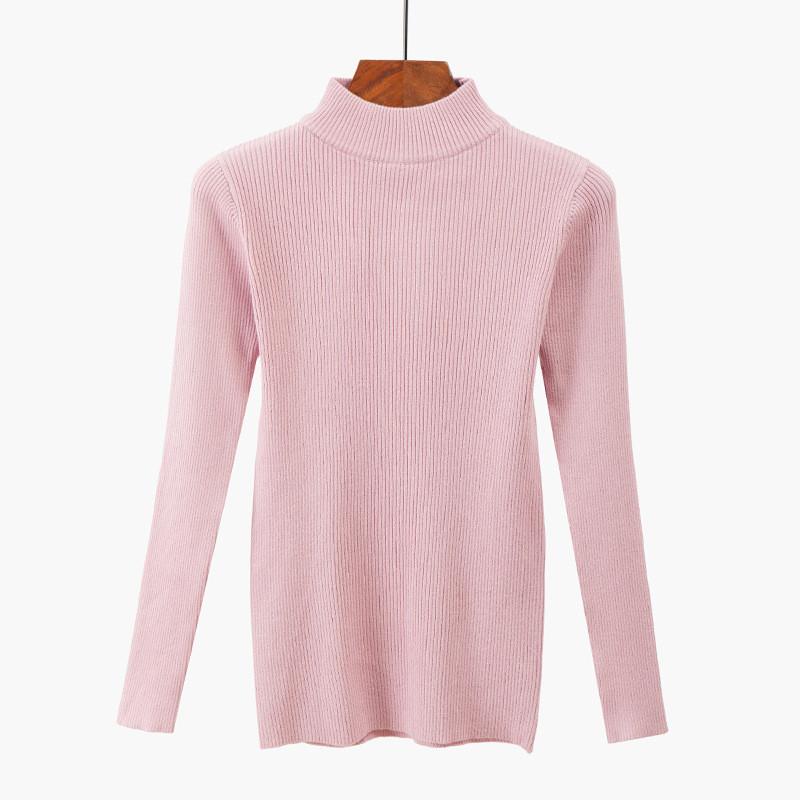 

Fall Winter 2020 Fashion Solid Color Tight Top Half High Neck All Match Sweater Women's Slim Long Sleeved Bottoming Sweater C390, Khaki