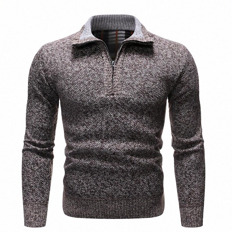 Men's Pullover Solid Color Long Sleeve Sweater Cardigans Stand Collar Winter Blue Wine Light gray 992a#