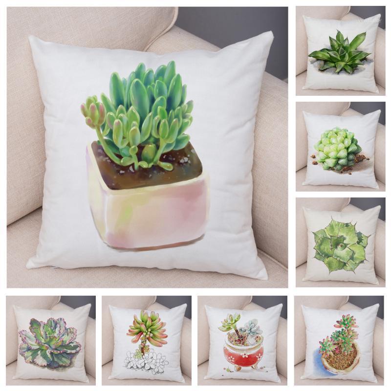 

Nordic Style Succulent Plants Pillow Case Short Plush 45*45cm Decor Cartoon Cactus Cushion Cover for Car Sofa Pillowcase1, 25