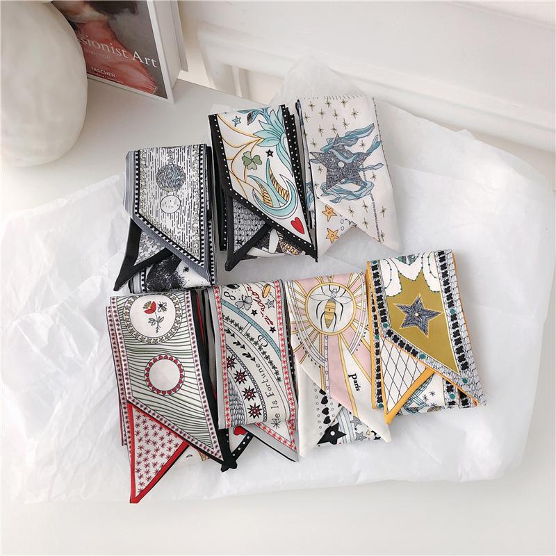 

Dolphin Women Small Long Scarf 95x6cm Chic Constellation Chiffon Silk Tie White Tarot Headband Bag Ribbon Headbands Choker