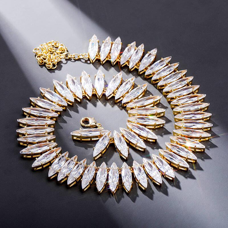 

20mm Hip Hop Necklace Five Prong Oval Zircon Necklace Tennis Chain Jewelry For Men And Women 2021