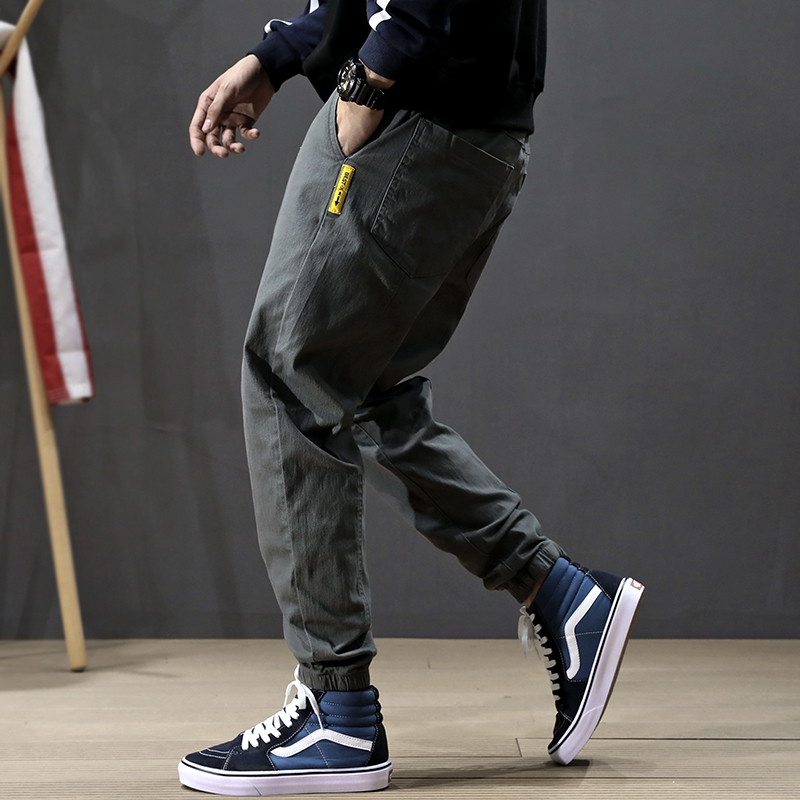 

2021 New Japanese Style Vintage Fashion Men Jeans Loose Fit Casual Cargo Pants Homme Streetwear Spliced Designer Hip Hop Joggers Trousers 9u, Gray