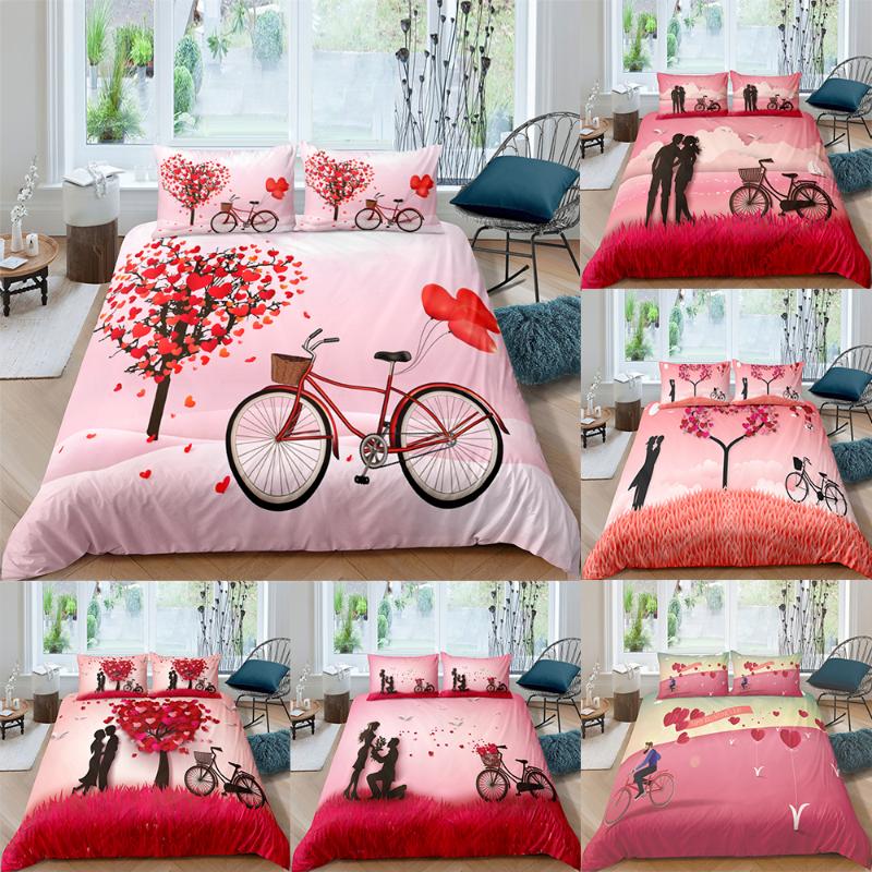 

ZEIMON 3D Red Love Heart Bedding Set Romantic Wedding Valentines Gift for Her Bedding Room 2/3Pcs Include Duvet Cover Pillowcase, 057-2