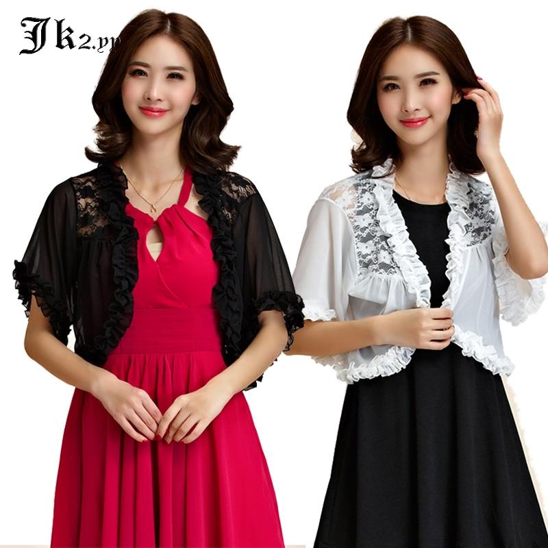 

3XL Women Floral Lace Up Ruffles Jacket Coat 2020 Summer Ruffles Chiffon Cardigan Plus Size Short Sleeve Tops Black/White 9754