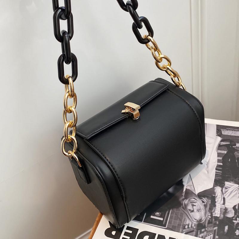 

2021 Spring Women's Designer Handbag Vintage Shoulder Bag Luxury Chain Female Shoulder Pu Leather Solid Color Square Tote Bag, Black bag