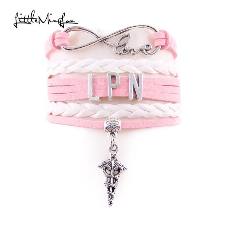 

Little Minglou Infinity Love LPN bracelet NP RN ICU bracelet charm men bracelets & bangles for women jewelry