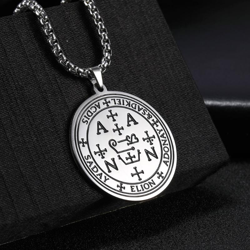 

Nordic Amulet Religious Symbol Greek Letter Stainless Steel Pendant Fashion Viking Style Stainless Steel Letter Necklace