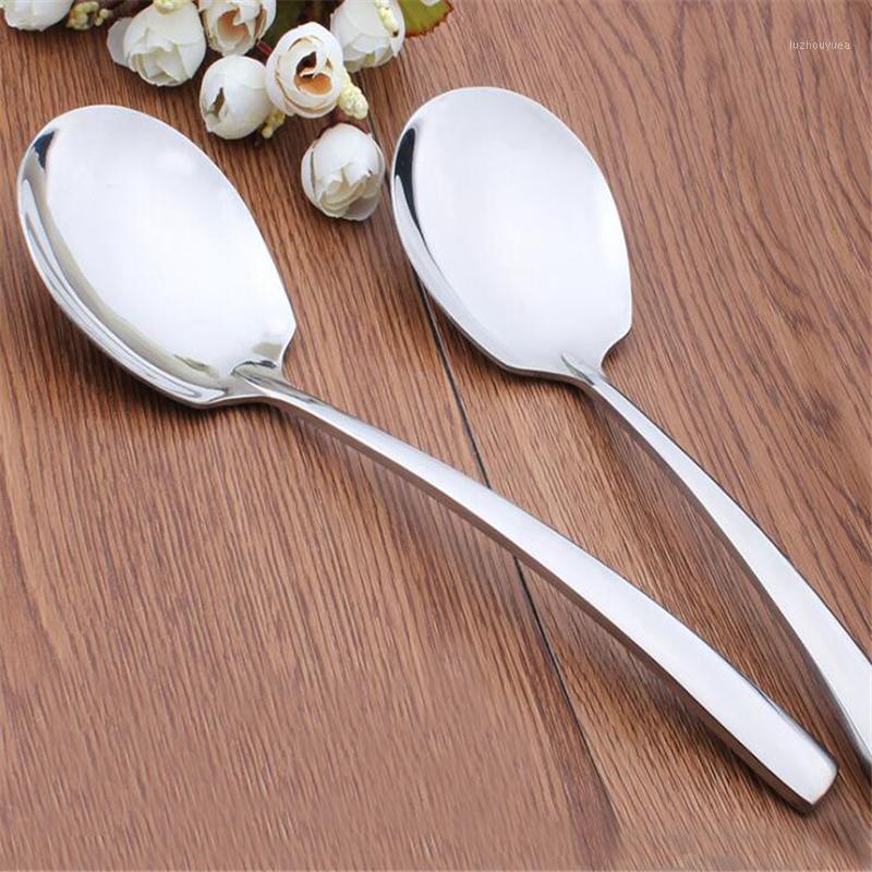 

1Pc Thicken Dinner Dish Soup Rice Western Restaurant Bar Cafe Public Spoon Large Stainless Steel Round Head Buffet Serving Spoon1