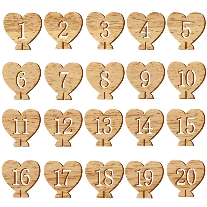 

Heart Shaped 1-20 Table Numbers Wedding Party Wooden Hollow Craft Decor Gifts