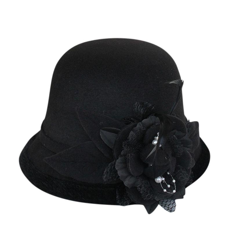 

Fashion Women French Style Painter Big Flower Vintage Warm Party Top Hat Bucket Hats Casual Caps Female Czapka Chapeus #T2G, Yellow