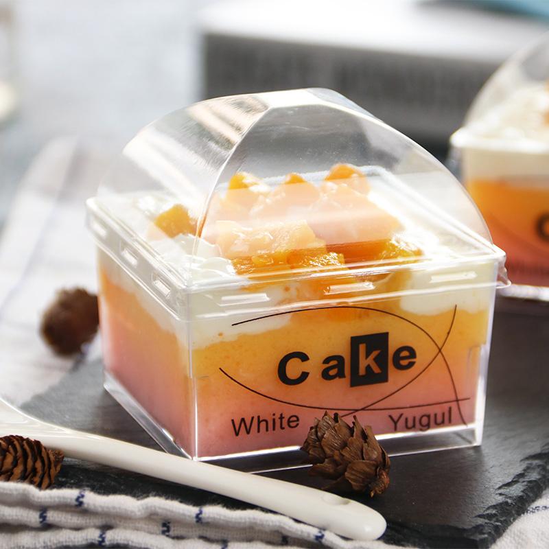 

50pcs Baking tools square chocolate mousse plastic cup DIY tiramisu cake packaging box birthday party favors dessert boxes