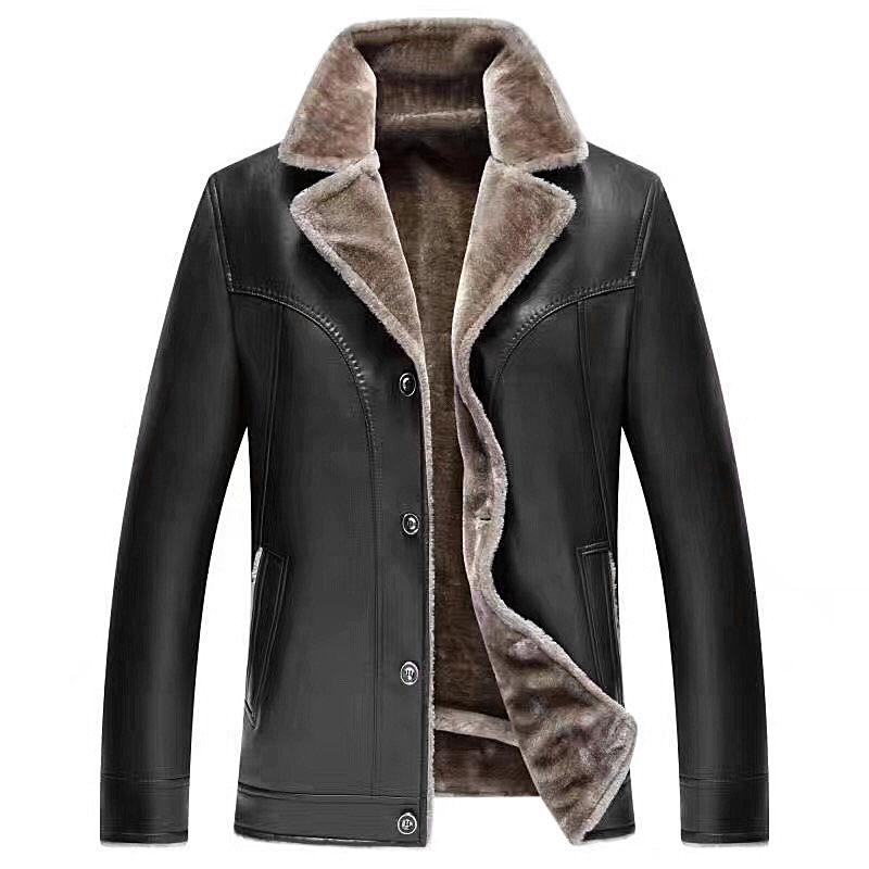 

2020 motorcycle New Leather Jacket Mens Winter Fleece Men's Thick Motorcycle windproof Warm Coat Male Fashion Brand Clothing