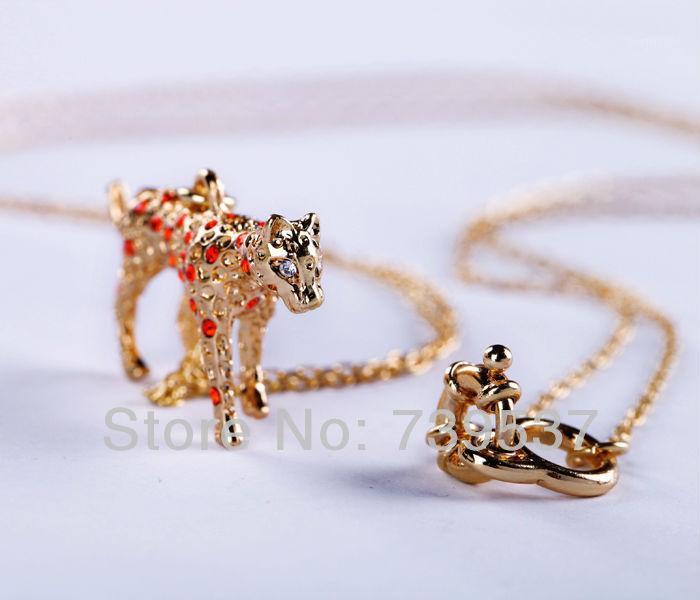 

xl00143 Long Style Polish Gold Color Cheetah Necklace Winter Sweater Accessory1