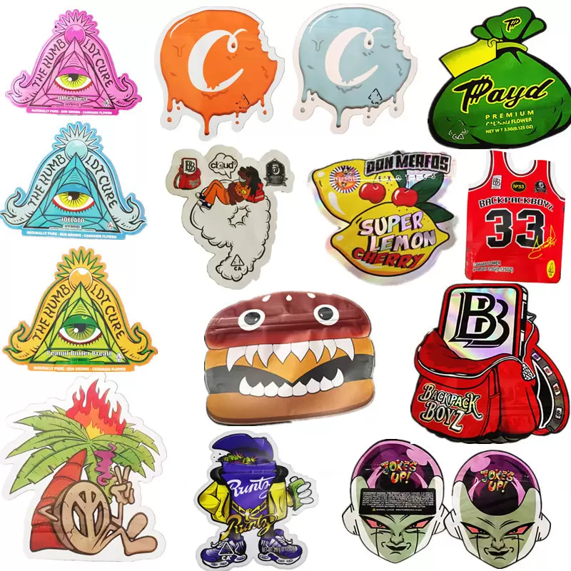 

Mylar Bags Different Unique Round Circle 3.5g bag Irregular Smell Proof Special Plastic Die Cut Custom Shaped backpack boyz 33 cloud runtz Alien super Package bag
