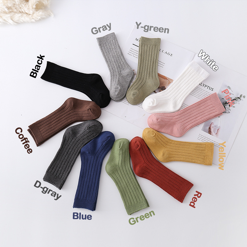 

Candy 10 Colors INS New Baby Kids Socks Toddlers Ribbed Knitted Knee High Long Soft Cotton High Baby Socks Knee High Socks 0-12T, Pink;yellow