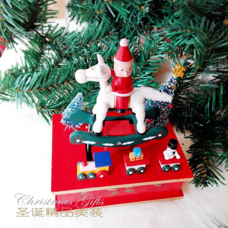 

New Children's Christmas Gift Music Box Birthday Holiday Gift Wooden Crafts1