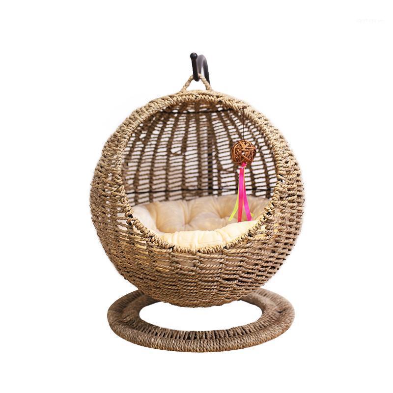 

Round winter cat's nest general purpose for semi closed opening with pad washable cat bed house basket pet supplies cat hammock1