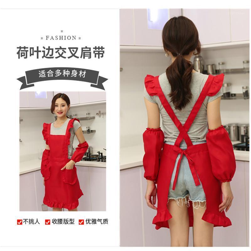 

Apron Korean Fashion Waterproof Breathable Kitchen Cute Princess Nail Salon Overalls Custom Logo Printing1