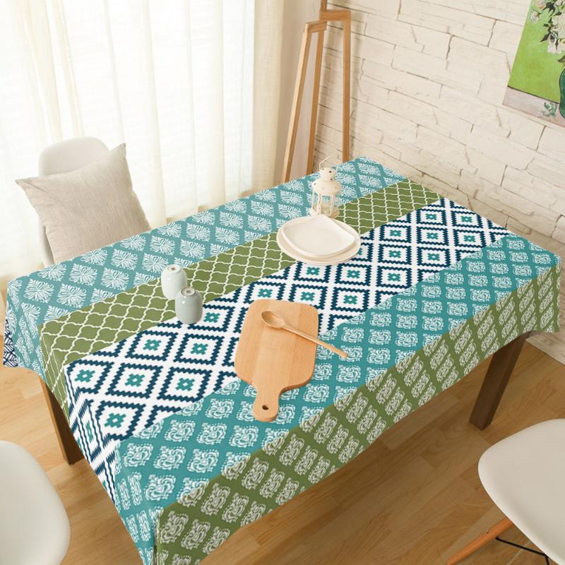 

Geometric Pattern Tablecloth Linen Cotton Table Cloth Spandex Elastic Dining Chair Slipcover Kitchen Table Cover, As pic
