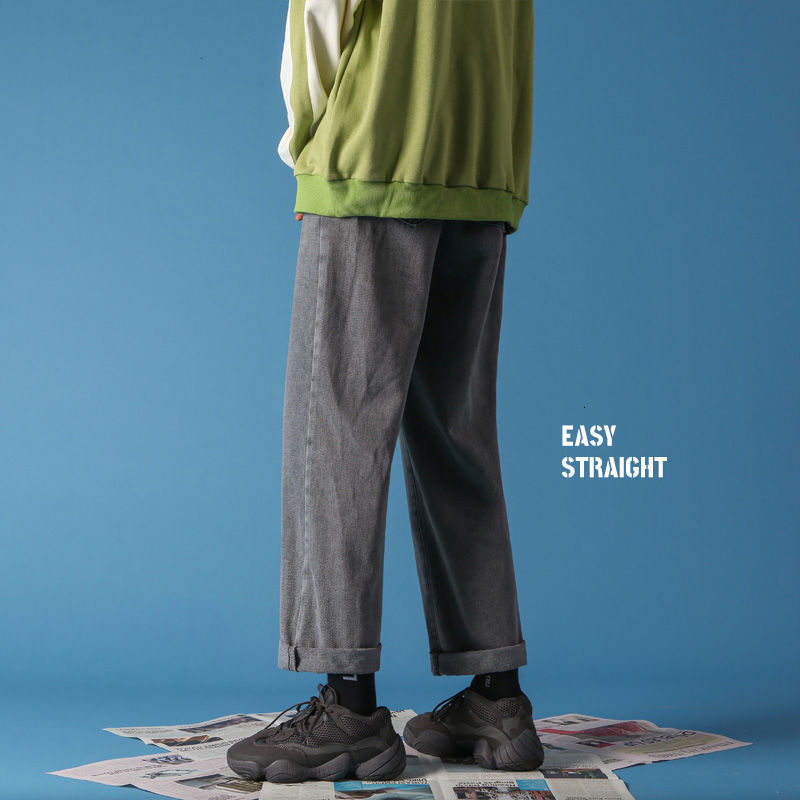 

Woman's Solid Color Autumn Jeans Men's Loose Straight Trendy Korean Style Simple All-match Casual Woman 2020 Fashion Pants, Darkblue