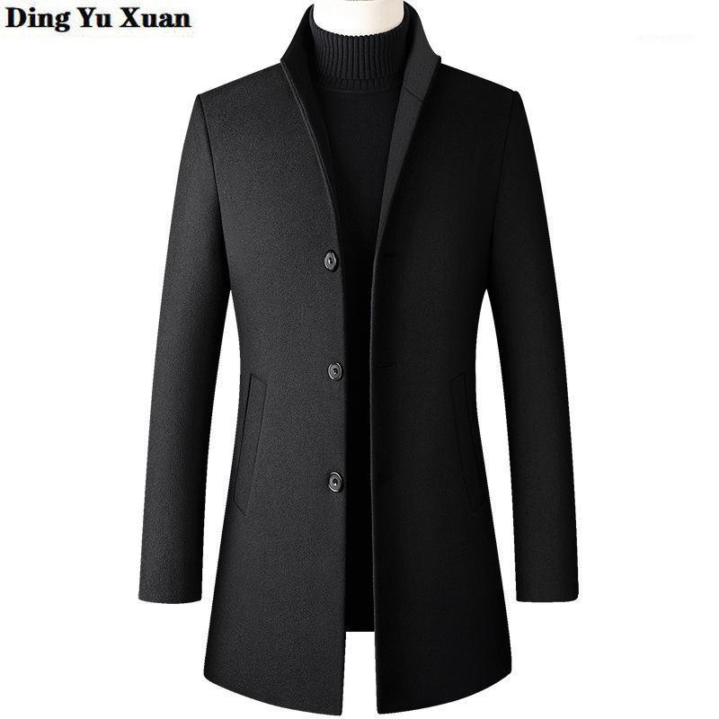 

Men's Winter Stand Collar Long Wool Coat Men Slim Fit Single-breasted Overcoat Business Formal Red Trench Coat Plus Size 5XL1, Black