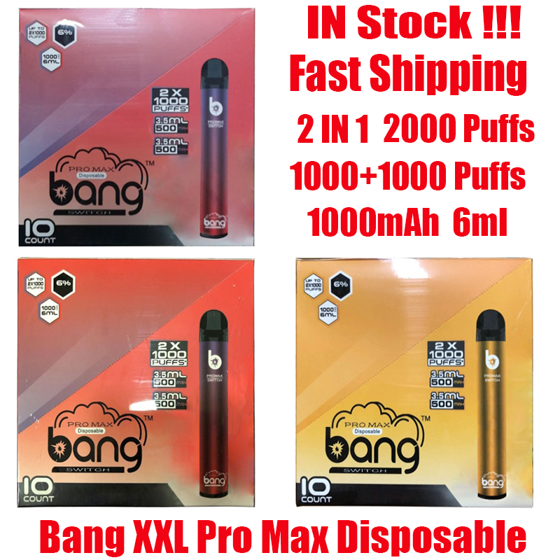

Bang XXL Pro Max Switch Disposable Device Kit Vape 2 IN 1 6ml Pods 2000 Puffs 1100mAh Battery XXtra Double Pen For PUFF FLEX Ezzy Super