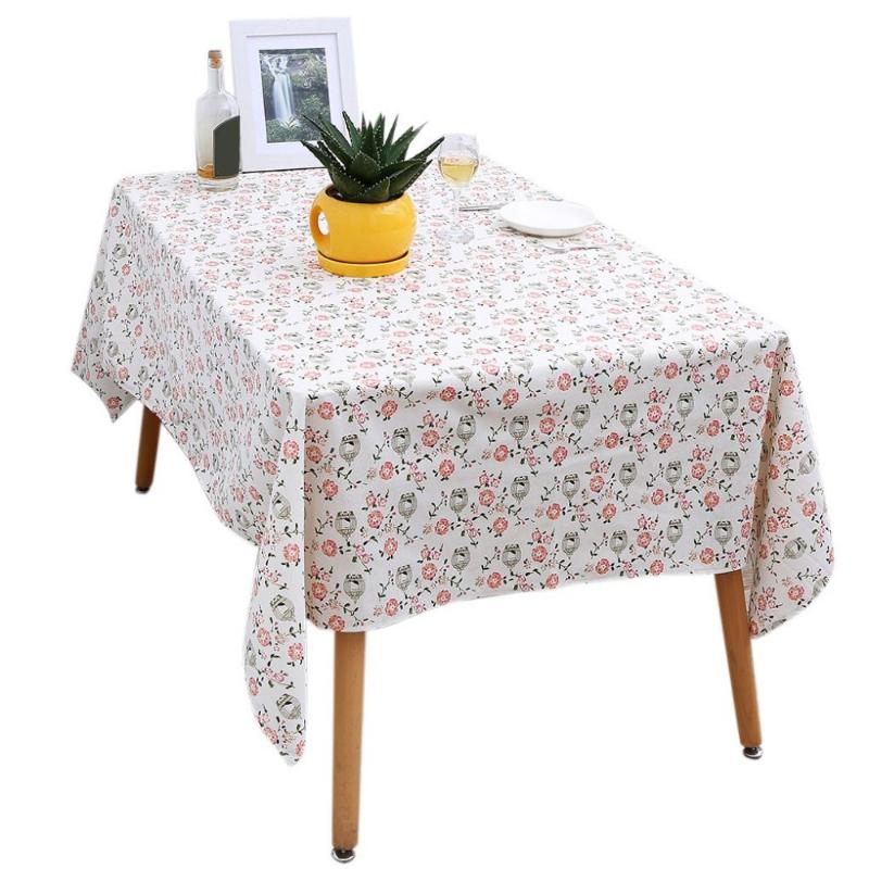 

Table Cloth Floral Print Rectangle Tablecloth Cotton Linen Fabric Home Dining Room Cover Photogragh Props 140cmX140/180/200cm, Blue