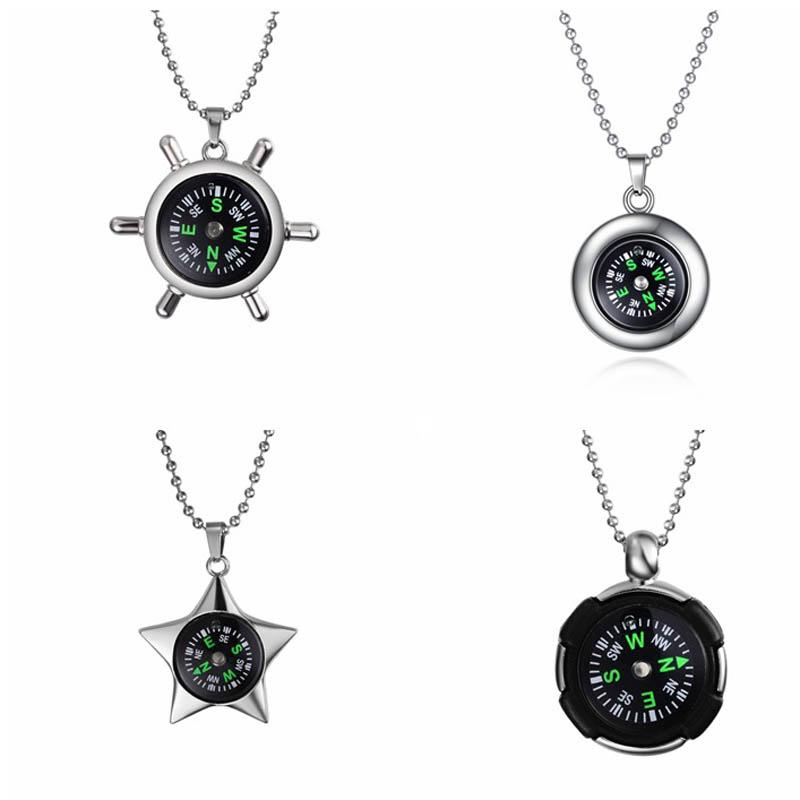 

Compass Rudder Pendant Necklace for Men Woman Round Star Steering Wheel Necklaces Seamen Sailor Navy Male Jewelry