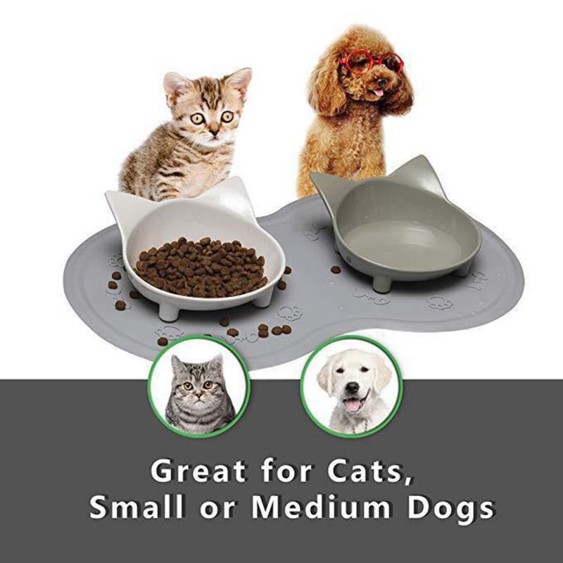 

New Silicone Waterproof Pet Feeding Mat For Double Dog Bowls, Non Skid Wear-resistant Pet Water/ Holder