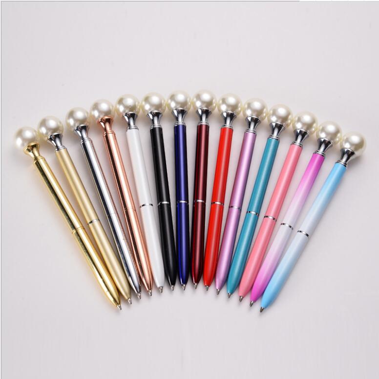 

Pearl pen ball pen metal balls pens diamond pens cute creativity net red gift custom signature pens Metal balls point pen slender rotation, 9 color