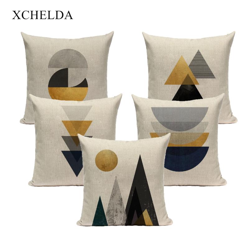 

Linen Throw Pillowcase Cushion Cover 45*45 40*40 Geometry Nordic Home Decor For Sofa Bed Pillow Cover Decorative Case, Xcbz190-9