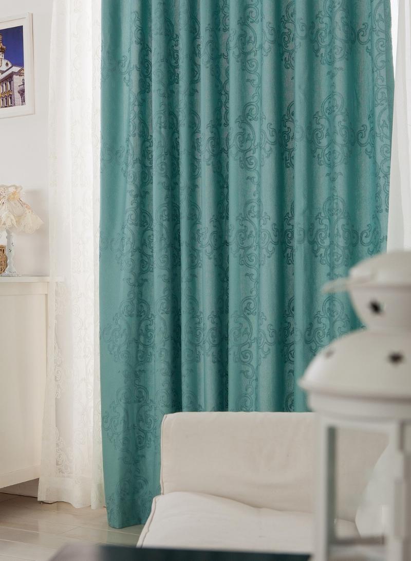 

Auspicious Cotton Dyeing Curtain Gauze French Window Embroidered Geometric Pastoral Curtains Modern Living Room Bedroom, Tulle