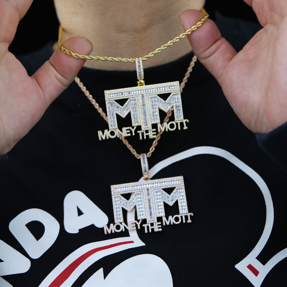 

Iced Out Bling 5A Cubic Zirconia Paved Letters Money Necklace Pendant For Men With High Quality Rock Hip Hop Rope Chain Jewelry, Silver